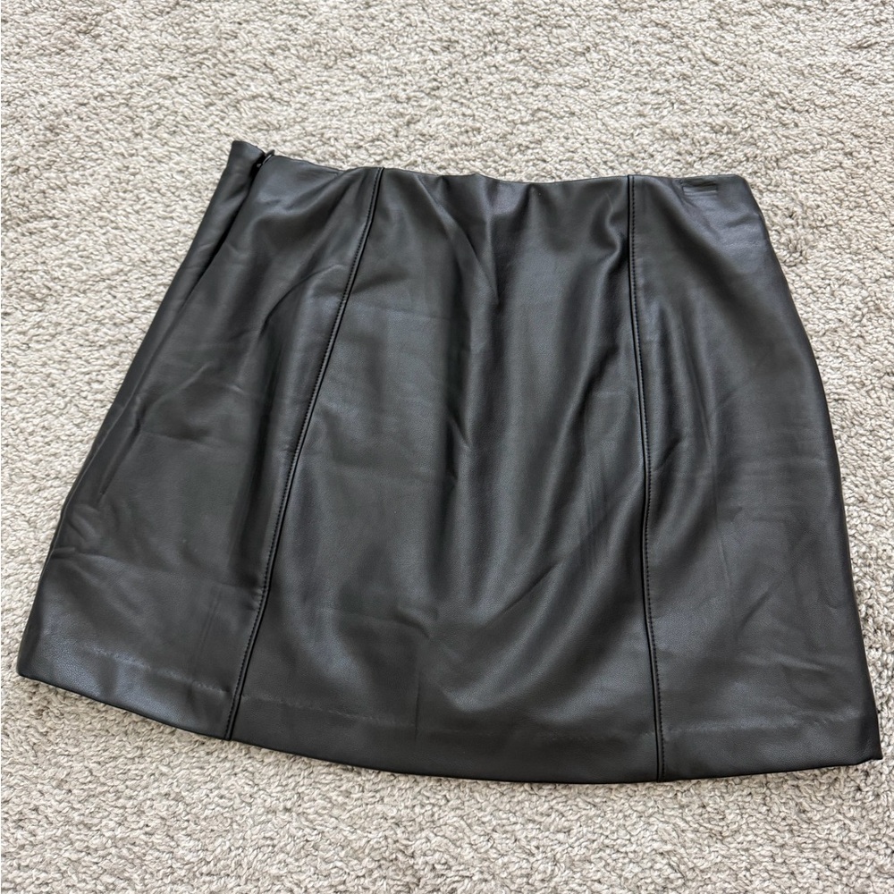 Abercrombie & Fitch Black Faux Leather Mini Skirt